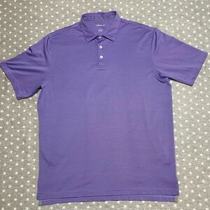 Johnnie-O Polo Shirt Men’s Large Purple Striped Short Sleeve Performance EUC